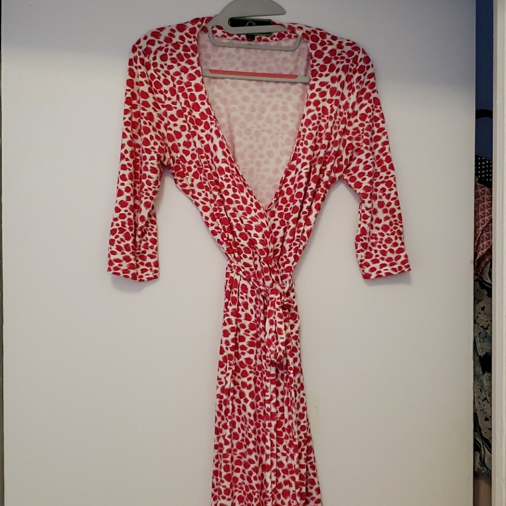 Pink leopard wrap dress